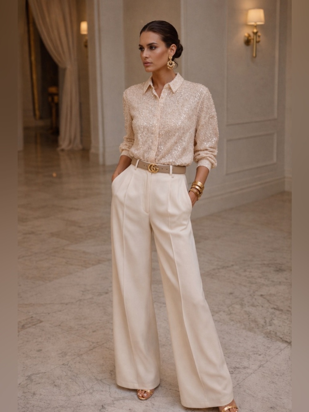 J. Crew Cream Sequin Shirt